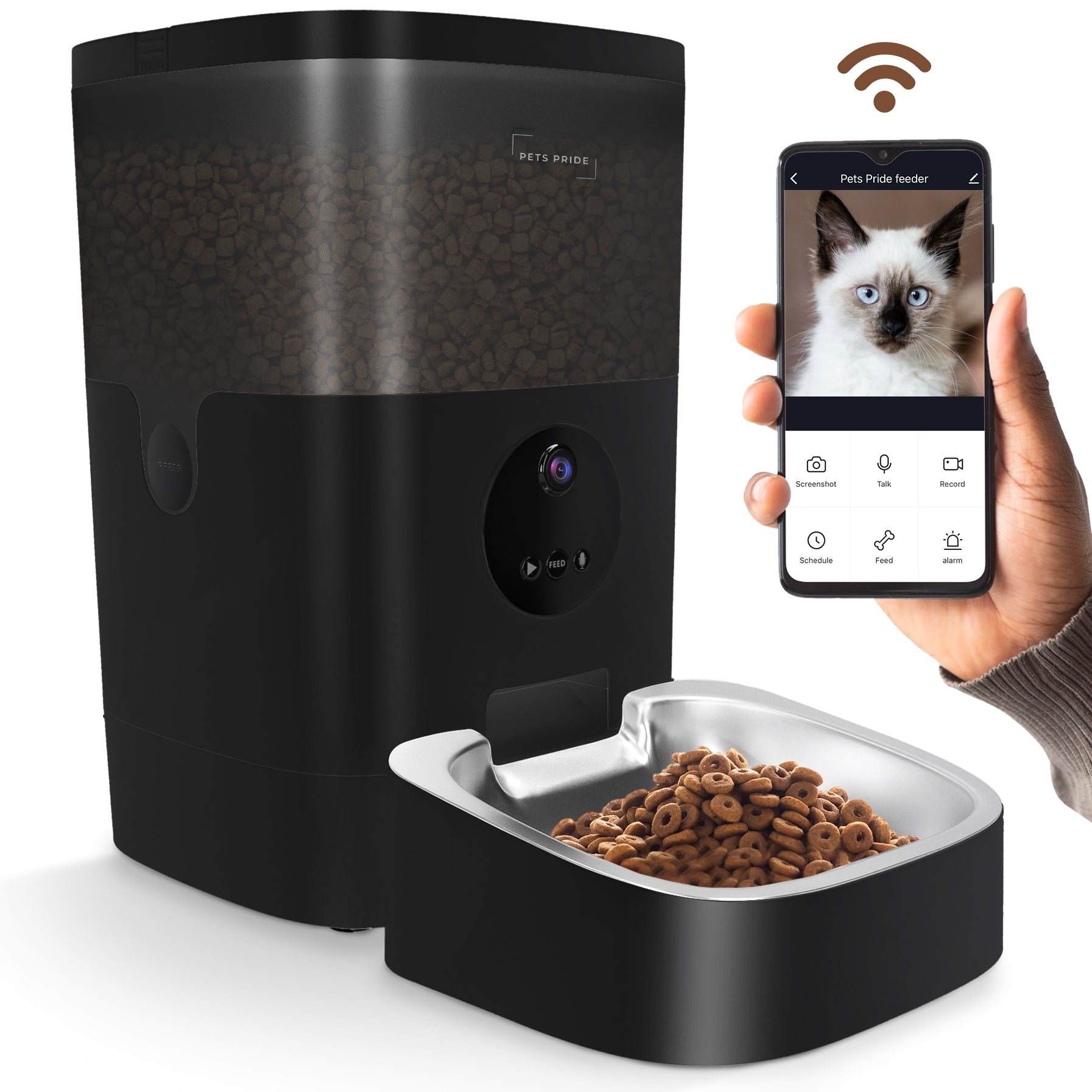 Automatic feeder with full HD camera single bowl