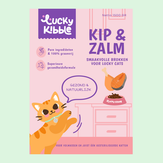 Lucky Kibble - Cat food with chicken &amp; salmon (1500 grams)